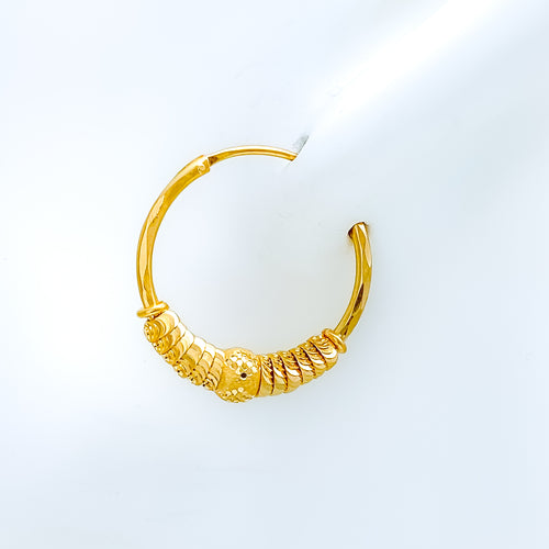Sparkling Jazzy Hoop 22k Gold Earrings