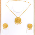 Ornate Flower 22k Gold Pendant Set