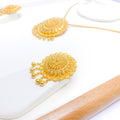 Ornate Flower 22k Gold Pendant Set