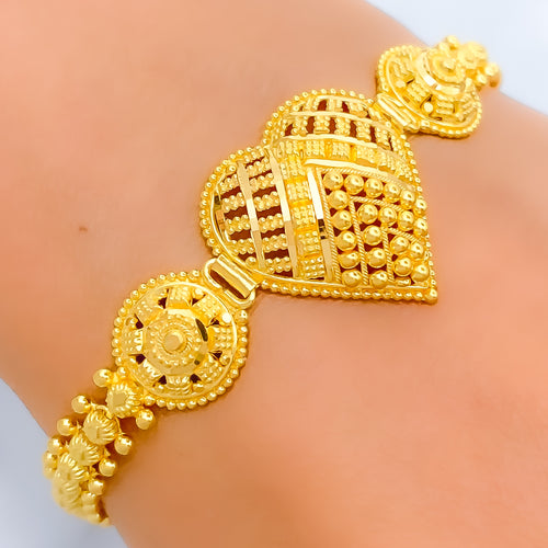 22k-gold-Beautiful Beaded Heart Bracelet 