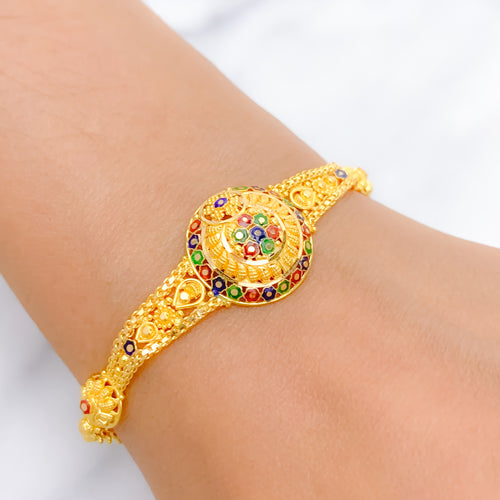 Festive Meenakari Yellow Gold Bracelet