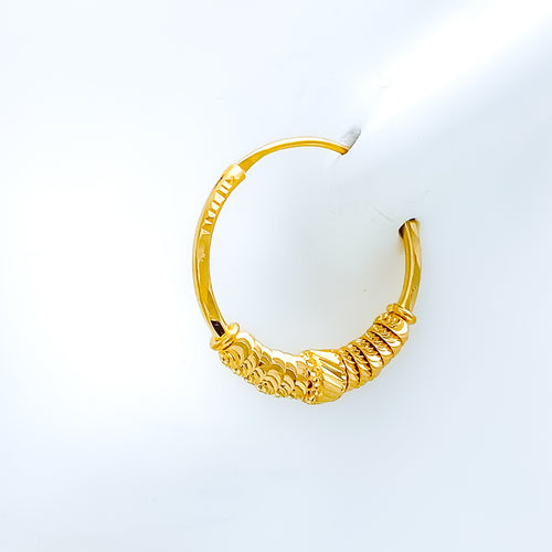 Modern Barrel Hoop 22k Gold Earrings