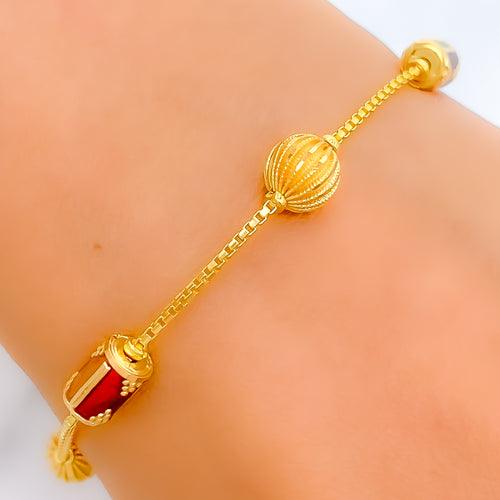 22k-gold-Timeless Enamel Barrel Bracelet 