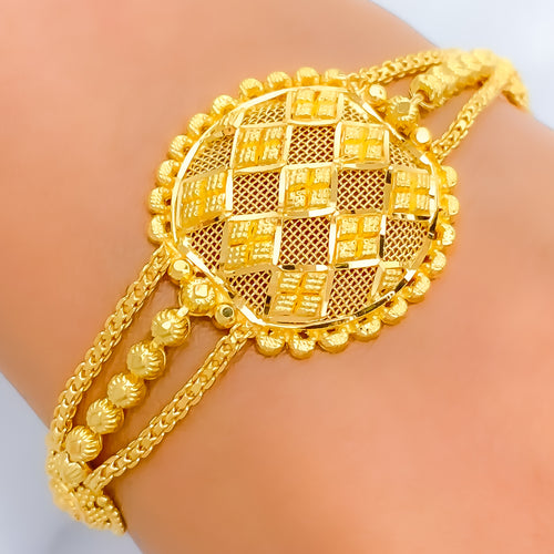 22k-gold-Reflective Netted Chequered Bracelet 