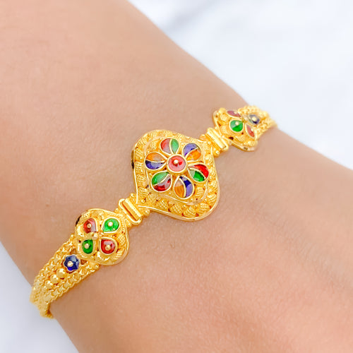 Multi-Color Meenkari Gold Bracelet