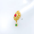 Lovely CZ Leaf 22k Gold Earrings