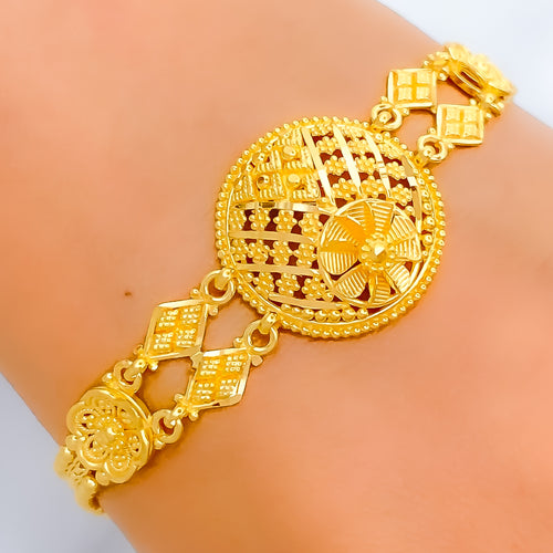 22k-gold-Refined Multi Bead Floral Bracelet 