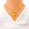 22k-gold-Graceful Floral Fanned Necklace Set 