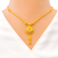 22k-gold-Graceful Floral Fanned Necklace Set 