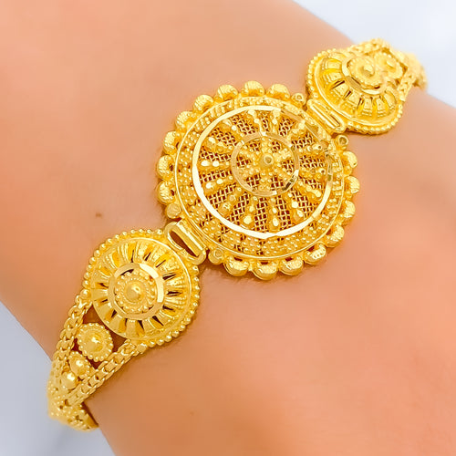 22k-gold-Intricate Draped Rangoli Bracelet 