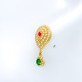 Stylish Tear Drop CZ 22k Gold Earrings