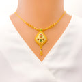 22k-gold-Impressive White Enamel Necklace Set 