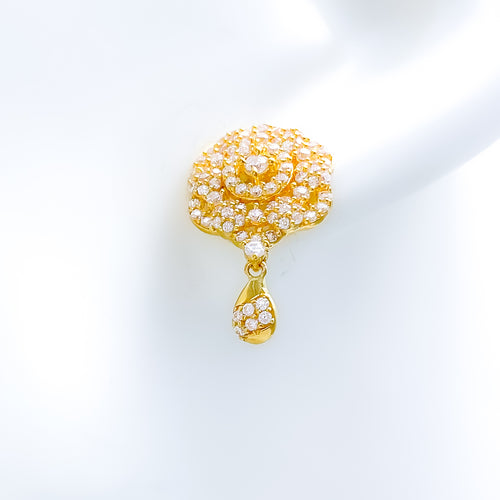 Shining CZ Flower 22k Gold Earrings