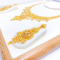 Exclusive Floral Jali 22k Gold Hanging Set