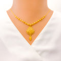 22k-gold-Intricate Dressy Drop Necklace Set 