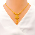 22k-gold-Reflective Rhombus Drop Necklace Set 