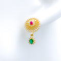 Pink + Green CZ 22k Gold Earrings