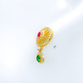 Pink + Green CZ 22k Gold Earrings