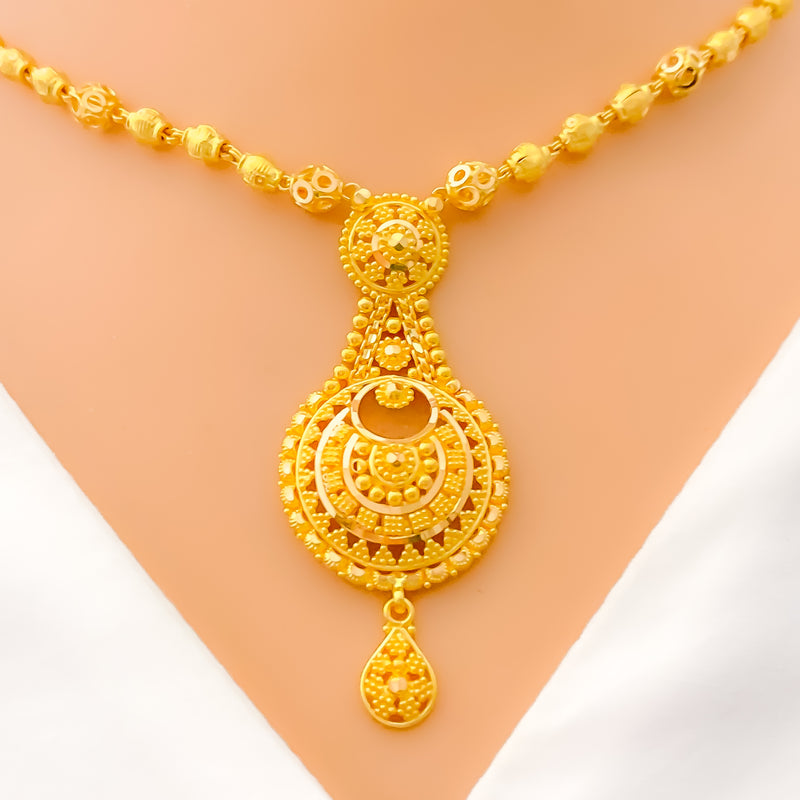 22k-gold-Charming Hanging Round Necklace Set 