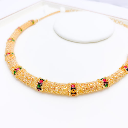 Unique Colored CZ 22k Gold Choker Set