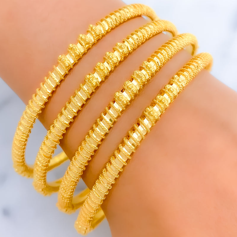 21k-gold-Traditional Engraved Striped Bangles 