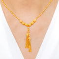 Frosted Bead + Tassel Necklace Set
