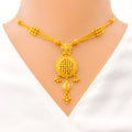 22k-gold-Three Chain Flower Necklace Set