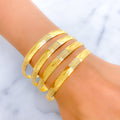 21k-gold-Two Tone Textured Shimmering Bangles 