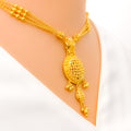 22k-gold-Three Chain Flower Necklace Set