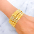 21k-gold-Two Tone Textured Shimmering Bangles 