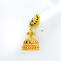 Decorative Meenakari Jhumki 22k Gold Earrings