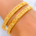 21k-gold-Intricate Sparkling Netted Bangles 