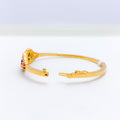 Ruby + Sapphire Floral 22k Gold Bangle Bracelet
