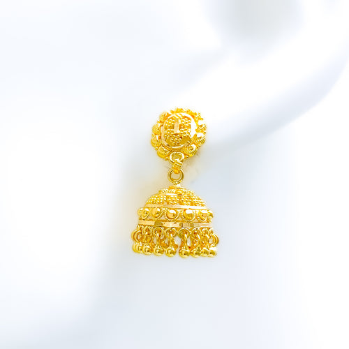 Lightweight Jhumki 22k Gold Earrings