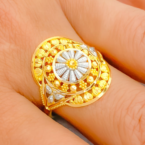 Festive Floral Oval Ring