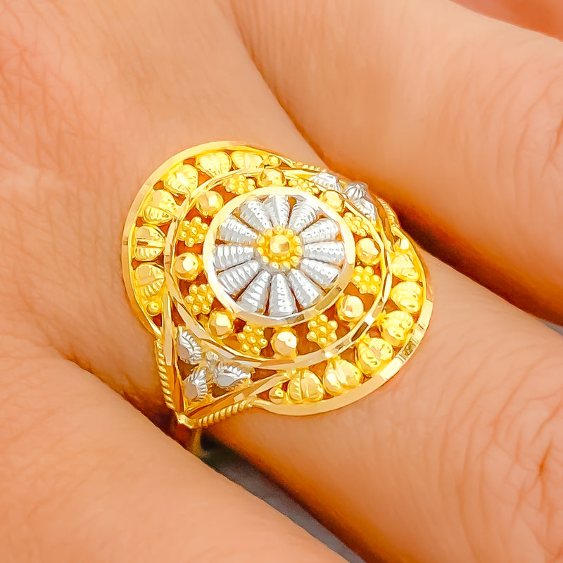 Festive Floral Oval Ring