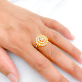 Elevated Floral Cluster CZ 22k Gold Ring