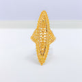 Flower Lined Long 22k Gold Ring