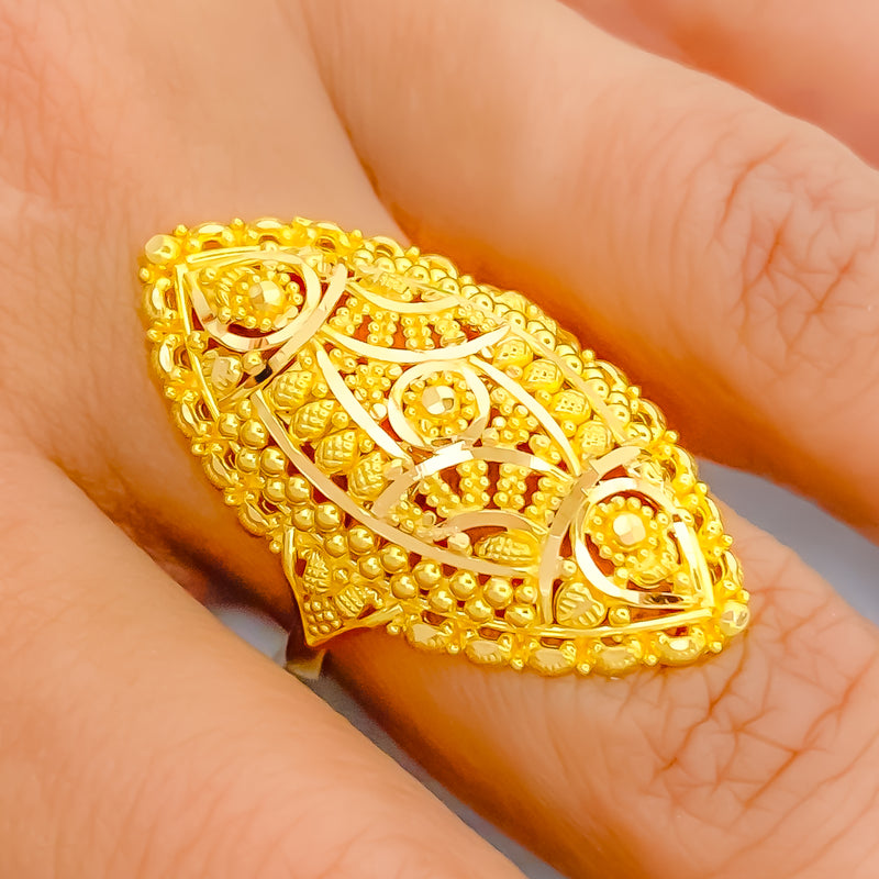Impressive Marquise Shaped 22k Gold Ring