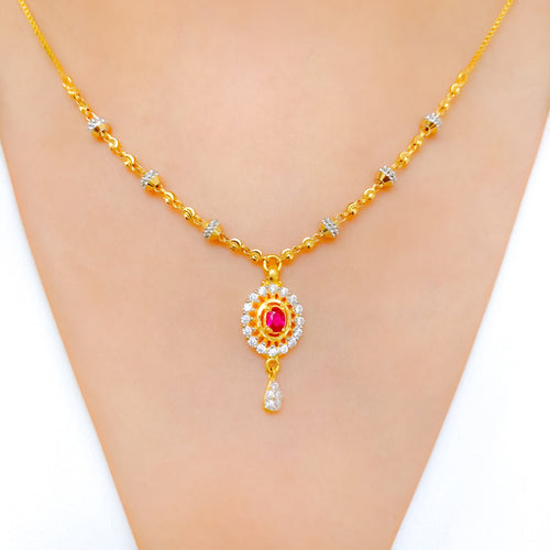 Ritzy Red Accented CZ Necklace Set