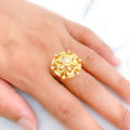Glowing CZ Flower Statement 22k Gold Ring
