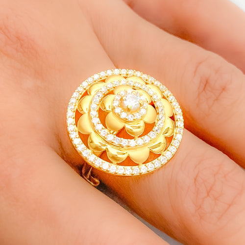 Magnificent Dual Finish Statement 22k Gold Ring