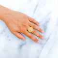 Lavish Spiraling CZ Dome 22k Gold Ring