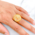 Lavish Spiraling CZ Dome 22k Gold Ring