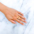 Contemporary Oval CZ 22k Gold Ring