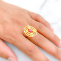 Contemporary Oval CZ 22k Gold Ring