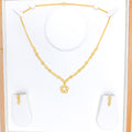 Sleek Floral Necklace 22k Gold Set