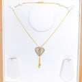 Decorative Three-Tone Heart 22k Gold Necklace