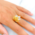 22k-gold-Unique Two Tone Leaf Ring 
