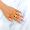22k-gold-Ritzy Asymmetrical Textured Ring 